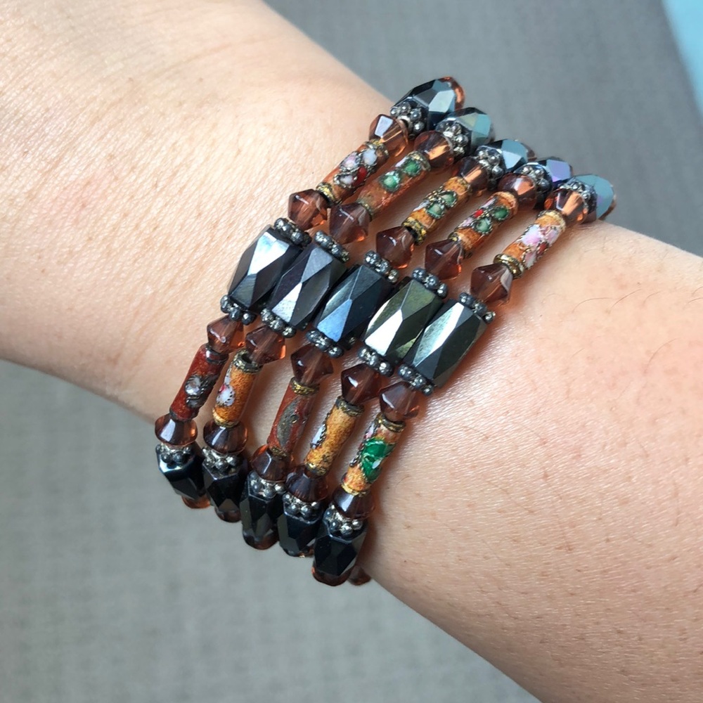Floral Charms Magnetic layered bracelet